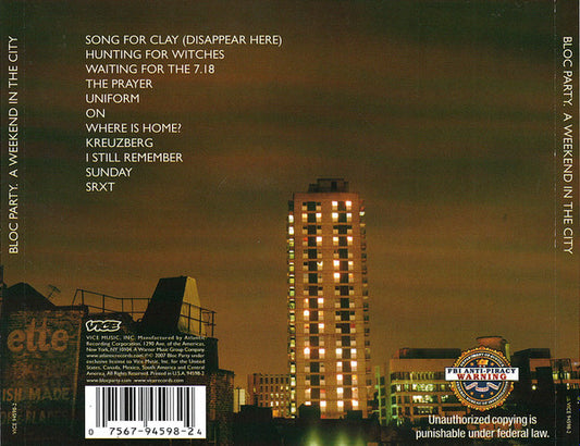 Bloc Party : A Weekend In The City (CD, Album)