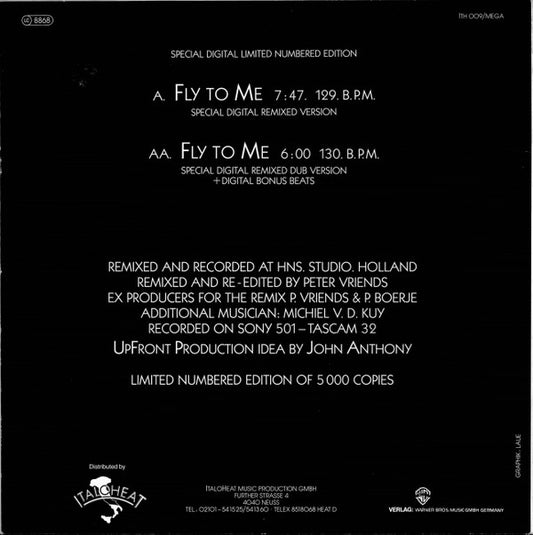 Aleph : Fly To Me (Digital Remixed Vocal Version) (12", Ltd, Num, Pin)