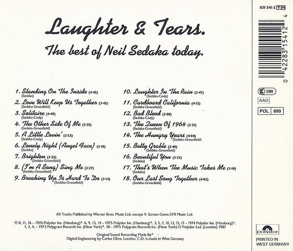 Neil Sedaka : Laughter And Tears - The Best Of Neil Sedaka Today (CD, Comp, RE)