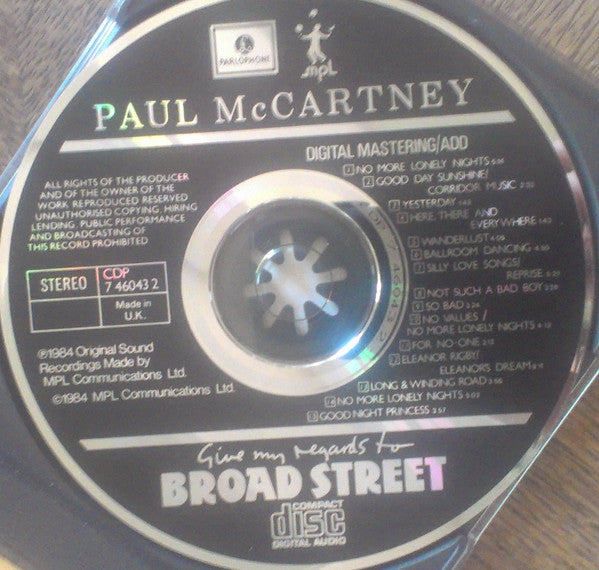 Paul McCartney : Give My Regards To Broad Street (CD, Album, RM)