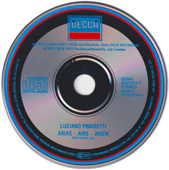 Luciano Pavarotti : Arias = Airs = Arien (CD, Comp)