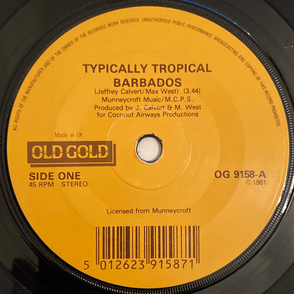 Typically Tropical : Barbados / Rocket Now (7", Single, RP)