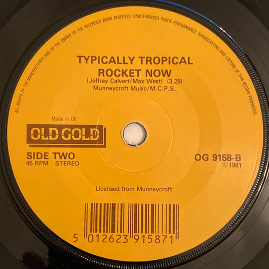 Typically Tropical : Barbados / Rocket Now (7", Single, RP)