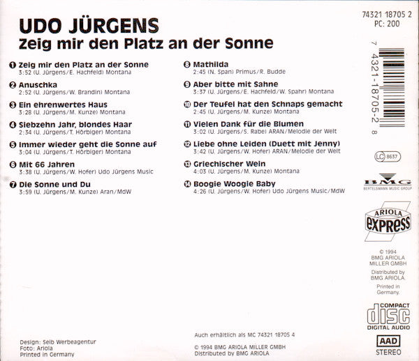Udo Jürgens : Zeig Mir Den Platz An Der Sonne (CD, Comp)