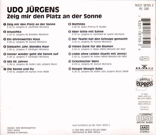 Udo Jürgens : Zeig Mir Den Platz An Der Sonne (CD, Comp)