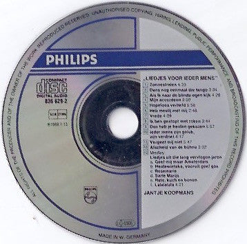 Jantje Koopmans : Liedjes Voor Ieder Mens (CD, Album)