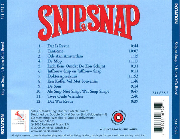 Snip & Snap : 't Is Niet M'n Broer! (CD, Comp, RE)