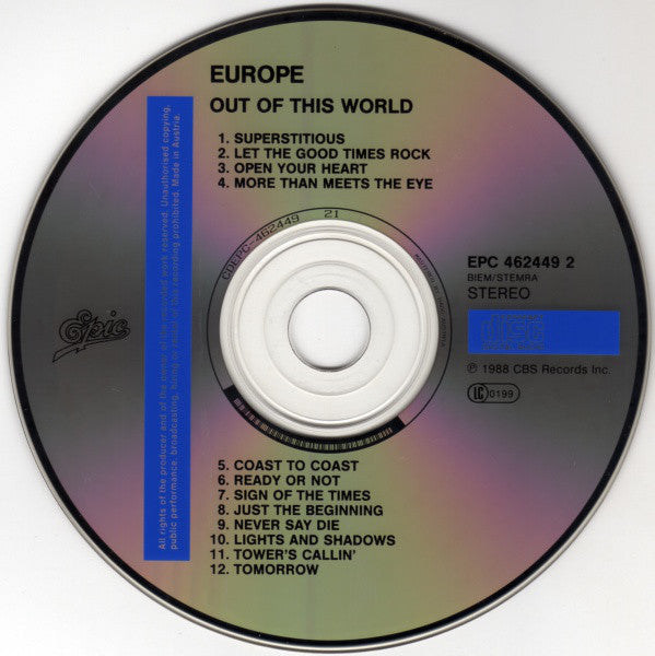 Europe (2) : Out Of This World (CD, Album)