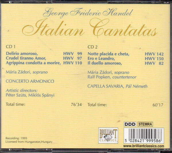 Georg Friedrich Händel : Italian Cantatas (2xCD, Comp, RE)