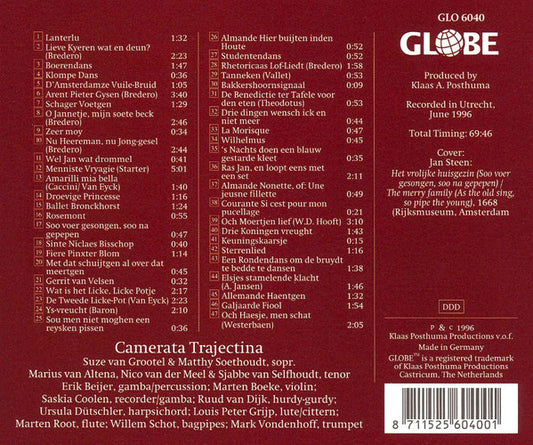 Camerata Trajectina : De Muzikale Wereld Van Jan Steen = The Musical World Of Jan Steen (CD, Album)