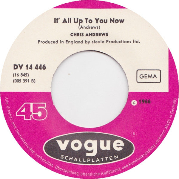 Chris Andrews (3) : To Whom It Concerns (7", Single)