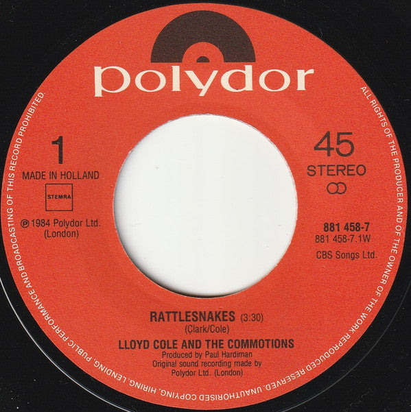 Lloyd Cole & The Commotions : Rattlesnakes (7", Single)
