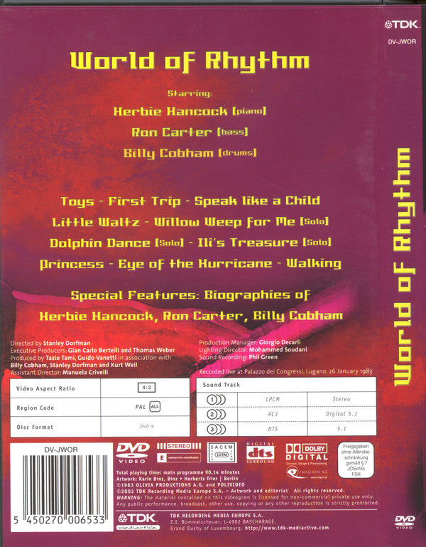 Herbie Hancock, Ron Carter, Billy Cobham : World Of Rhythm Live (DVD-V, Multichannel, PAL, DTS)