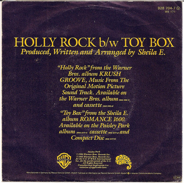Sheila E. : Holly Rock (7", Single)