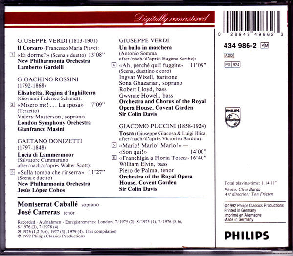 Montserrat Caballé & José Carreras : Duetti Amorosi (CD, Comp, RM)