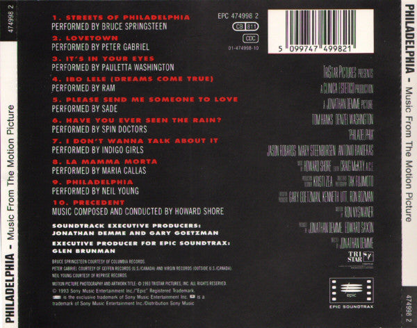 Various : Philadelphia (Music From The Motion Picture) (CD, Comp)
