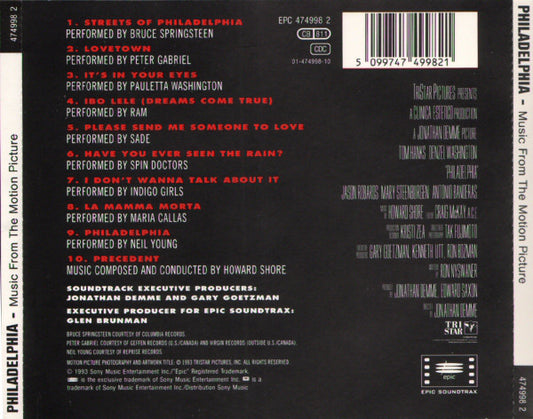 Various : Philadelphia (Music From The Motion Picture) (CD, Comp)