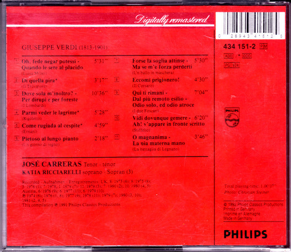 Giuseppe Verdi - José Carreras : Arias (CD, Comp)