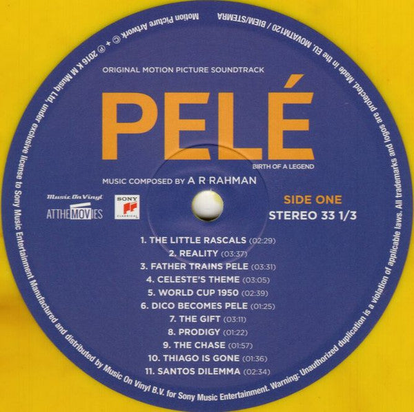 A.R. Rahman : Pelé Birth Of A Legend (Original Motion Picture Soundtrack) (LP, Album, Ltd, Num, Yel)