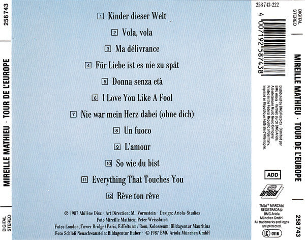 Mireille Mathieu : Tour De L'Europe (CD, Album)
