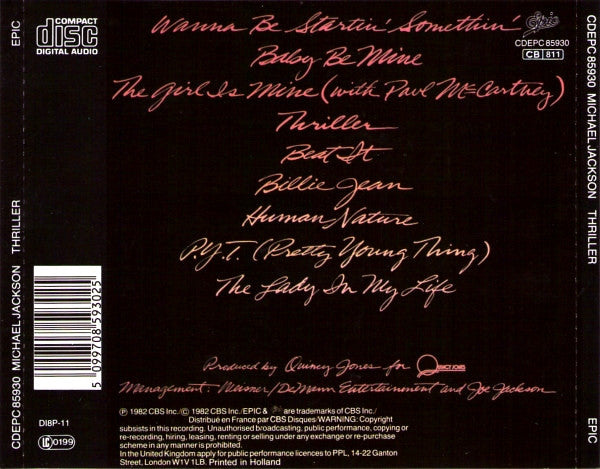 Michael Jackson : Thriller (CD, Album, RP)