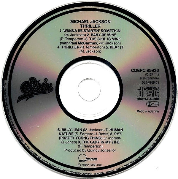Michael Jackson : Thriller (CD, Album, RP)