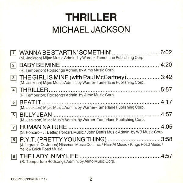 Michael Jackson : Thriller (CD, Album, RP)