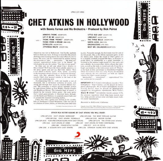 Chet Atkins : Chet Atkins In Hollywood (LP, Album, RE, 180)