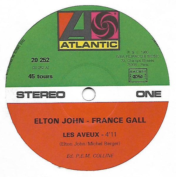 Elton John & France Gall : Les Aveux (12", Maxi)