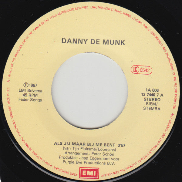 Danny de Munk : Als Jij Maar Bij Me Bent / Jet (7", Single)