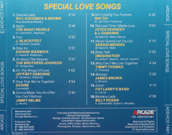 Various : Special Love Songs - 16 Soft Soul Songs (CD, Album, Comp)