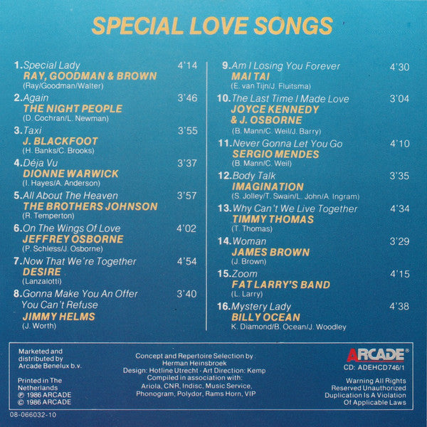 Various : Special Love Songs - 16 Soft Soul Songs (CD, Album, Comp)