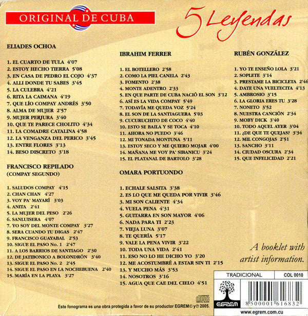 Various : 5 Leyendas (5xCD, Comp)