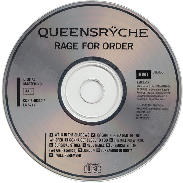 Queensrÿche : Rage For Order (CD, Album)
