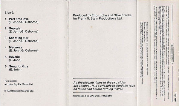 Elton John : A Single Man (Cass, Album)