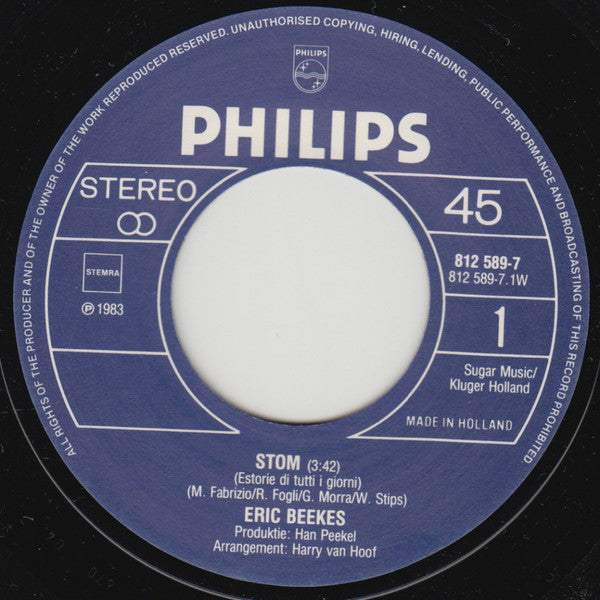 Eric Beekes : Stom (7", Single)