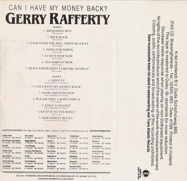 Gerry Rafferty : Can I Have My Money Back? (Cass, Comp)