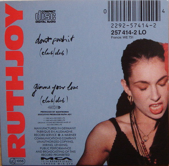 Ruth Joy : Don't Push It (CD, Mini, Single)