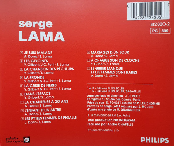 Serge Lama : Je Suis Malade  (CD, Album, RE)