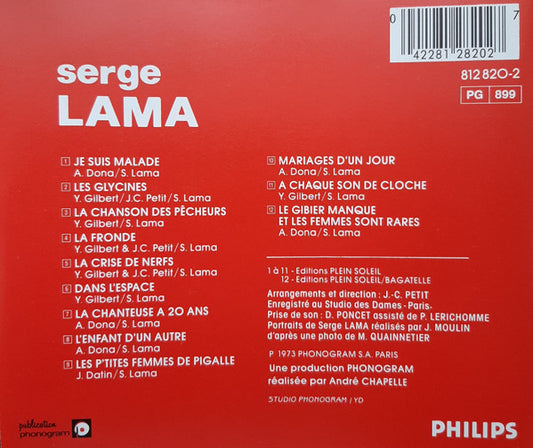 Serge Lama : Je Suis Malade  (CD, Album, RE)