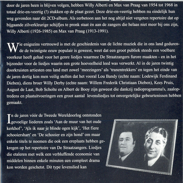 Willy Alberti & Max van Praag : De Straatzangers : Het Legendarische Duo (Het Complete Werk - 43 Onvergetelijke Levensliedjes) (2xCD, Comp)