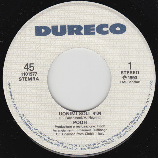 Pooh : Uomini Soli (7", Single)