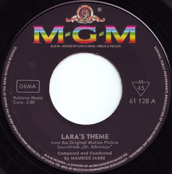 Maurice Jarre : Schiwago-Melodie (Lara's Theme) (7", Single, Mono)