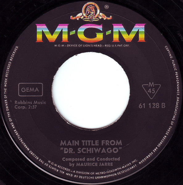 Maurice Jarre : Schiwago-Melodie (Lara's Theme) (7", Single, Mono)