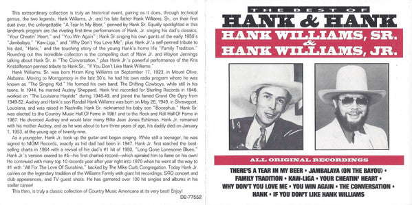 Hank Williams & Hank Williams Jr. : The Best Of Hank & Hank (CD, Comp)