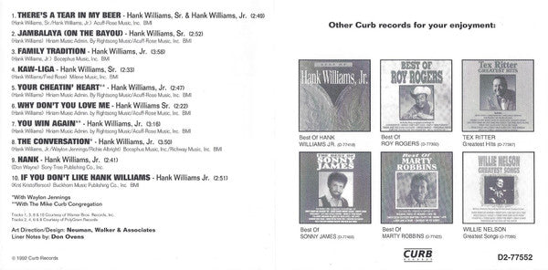 Hank Williams & Hank Williams Jr. : The Best Of Hank & Hank (CD, Comp)