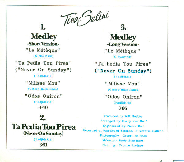 Tina Selini : Medley (CD, Single)