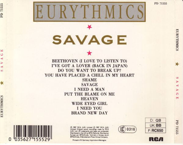 Eurythmics : Savage (CD, Album)