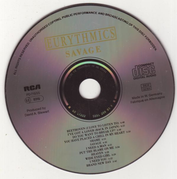 Eurythmics : Savage (CD, Album)