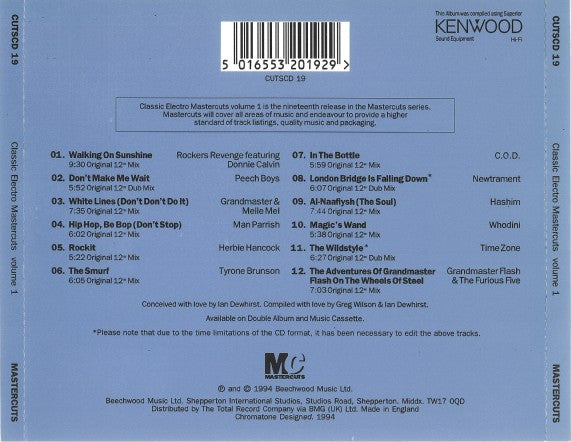 Various : Classic Electro Mastercuts Volume 1 (CD, Comp)